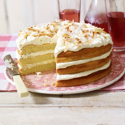 Triple-layered coconut cake