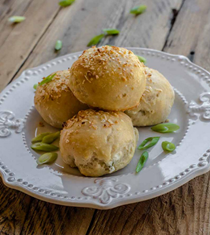 Triple onion cream cheese-stuffed bagel balls