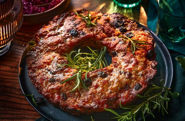 Triple pork stuffing with pistachio & sour cherries