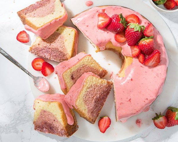 Triple-strawberry pound cake