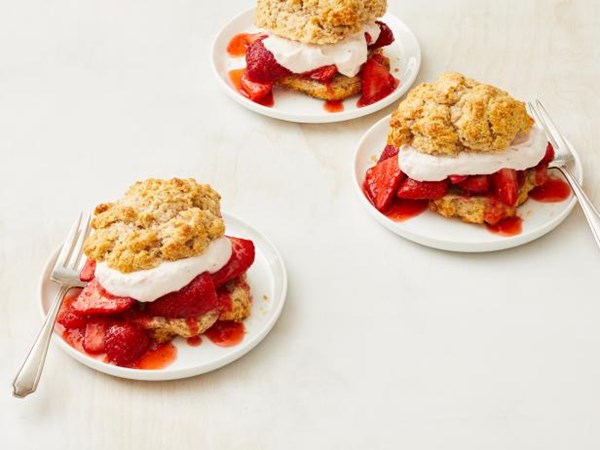 Triple strawberry shortcakes