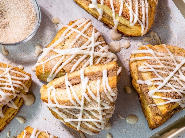 Triple-vanilla scones with cinnamon sugar filling