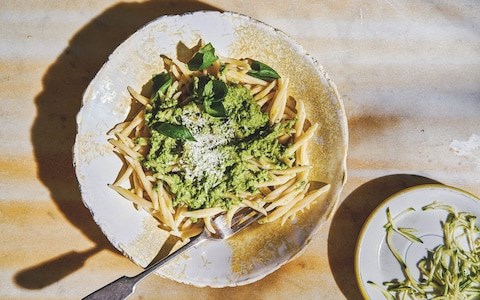 Trofie pasta with courgette pesto