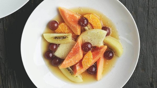 Tropical fruit in rum punch