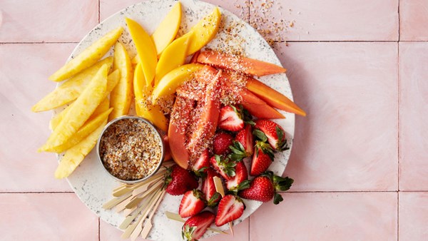 Tropical-fruit salad with coconut crunch