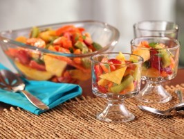 Tropical fruit salad with ginger syrup