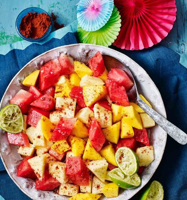 Tropical fruit salad with lime and chilli