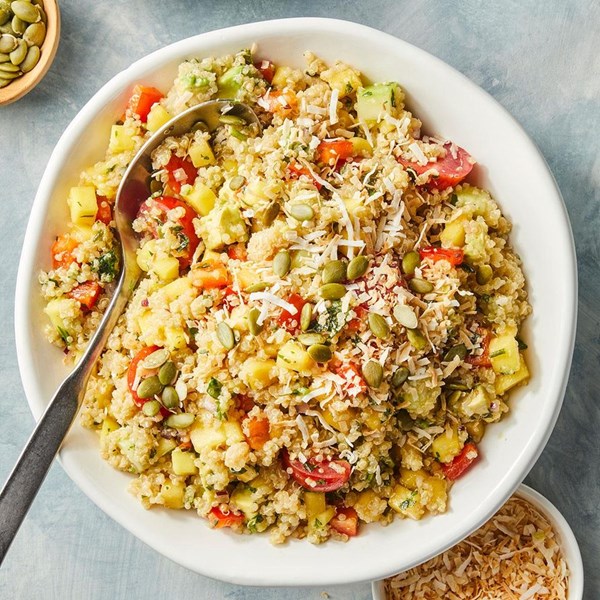 Tropical quinoa with citrus-basil dressing