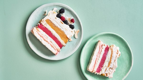 Tropical-sorbet-and-meringue stack cake