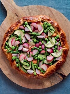 Trout and spring vegetable galette