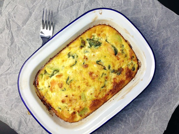 Trout, avocado and spinach souffle