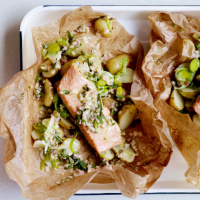 Trout, potato and leek parcels