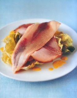 Trout salad with ham and a yoghurt piccalilli