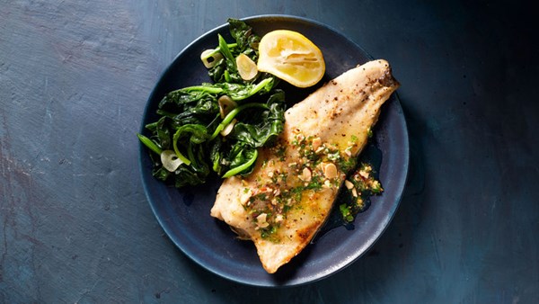 Trout with almond-parsley butter