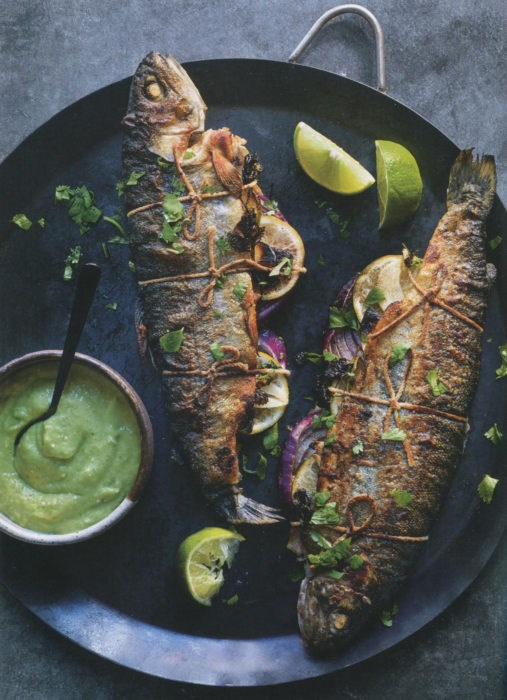 Trout with avocado sauce