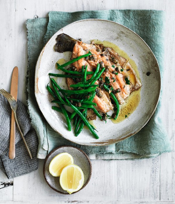 Trout with brown butter, capers and garlic