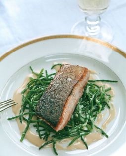 Trout with samphire and beurre blanc