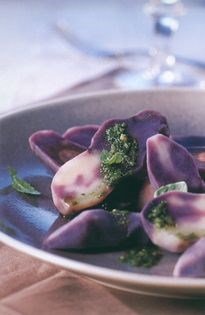 Truffle potato salad with warm pesto dressing