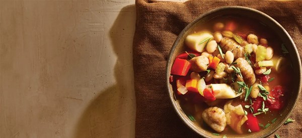 Trumpet mushroom and gnocchi stew