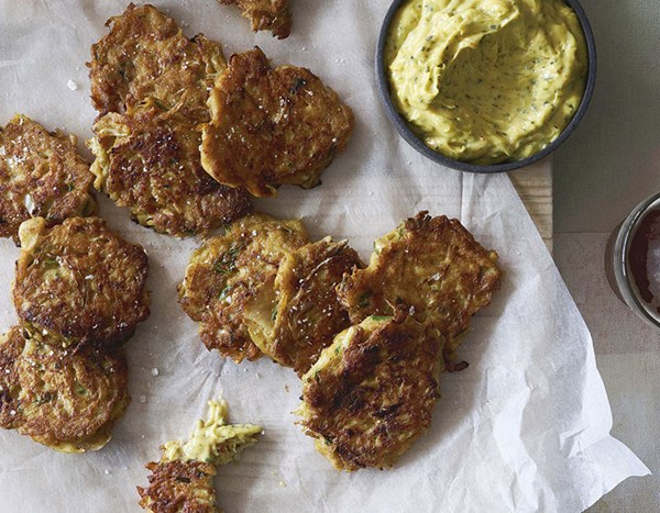 Tuatua fritters with seaweed mayonnaise
