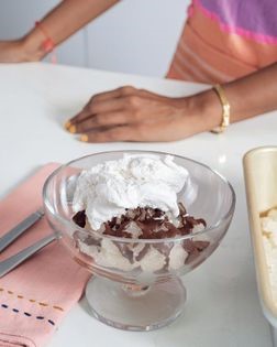 Tulsi tea & dark chocolate granita