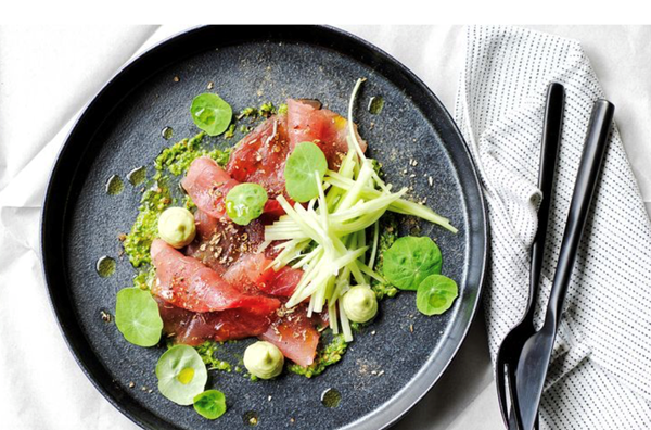 Tuna alla zingara with cucumber and avocado