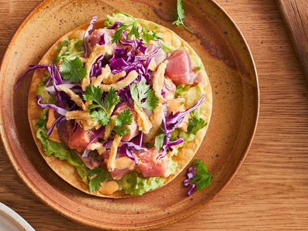 Tuna and avocado tostadas