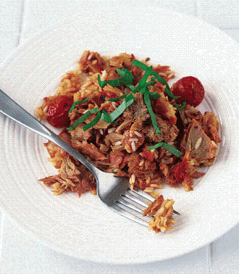 Tuna and bacon oven pilau