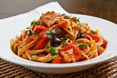 Tuna and caper tomato pasta