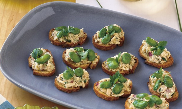 Tuna and fava crostini