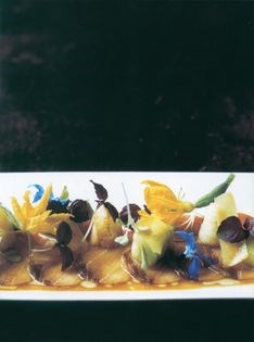Tuna and mackerel salad with mooli, lime, vanilla and cucumber