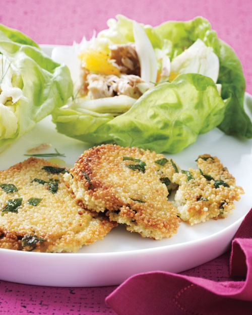 Tuna-and-orange lettuce cups with couscous cakes