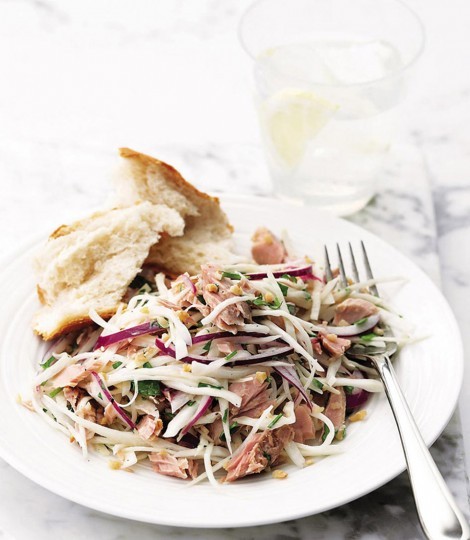 Tuna and roasted hazelnut coleslaw