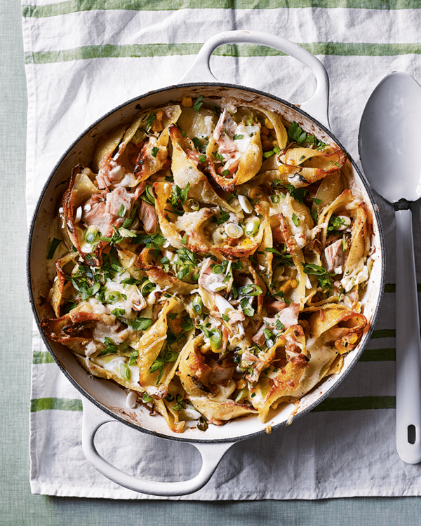Tuna and sweetcorn baked pasta shells
