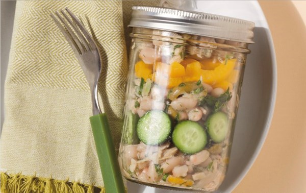 Tuna and white bean salad with greens, Lucques olives, and preserved lemons