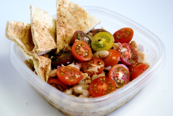 Tuna and white bean salad with heirloom tomatoes