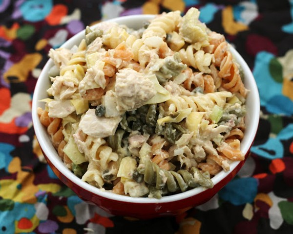 Tuna artichoke pasta salad