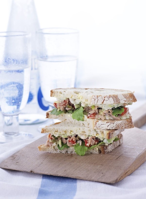 Tuna, avocado and white bean sandwiches