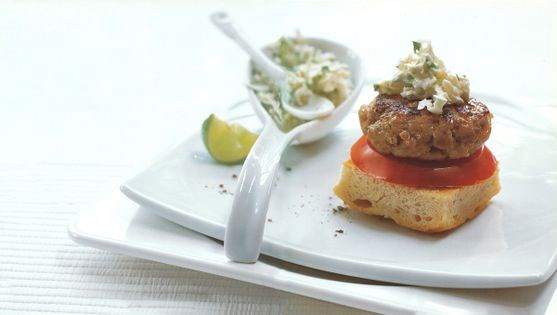 Tuna burger with cabbage tzatziki [Marcus Samuelsson]