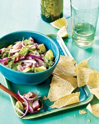 Tuna ceviche with avocado and cilantro