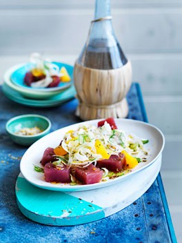 Tuna crudo with pickled fennel and orange