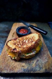 Tuna melt with ketchup