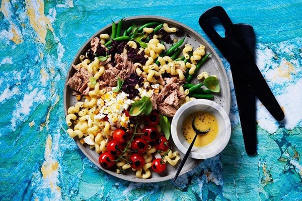 Tuna Nicoise pasta salad