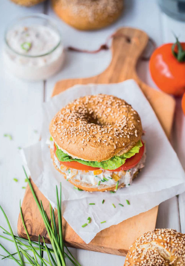Tuna pretzel bagels