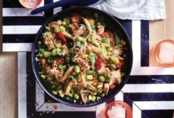 Tuna, risoni and olive salad