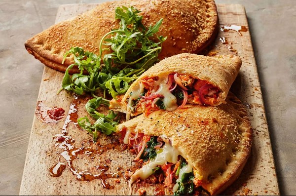 Tuna, spinach & chargrilled vegetable calzone