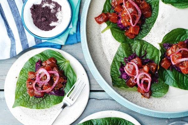 Tuna tartare, betel leaves and chilli plum dressing [Jesse McTavish]