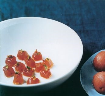 Tuna tartare with bloody Mary sorbet