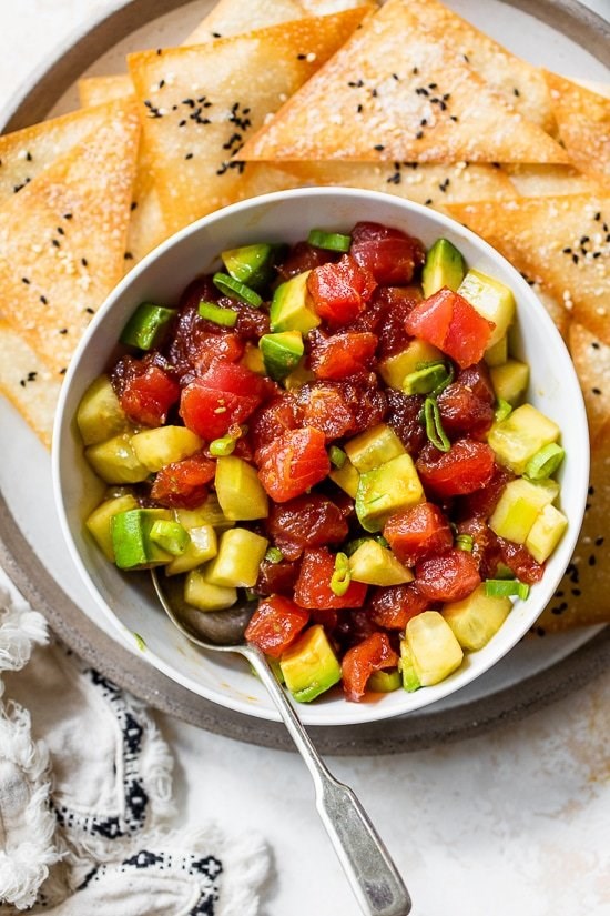 Tuna tartare with cucumber and avocado