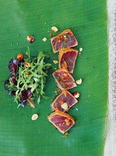 Tuna tataki with truffle ponzu & toasted hazelnuts 